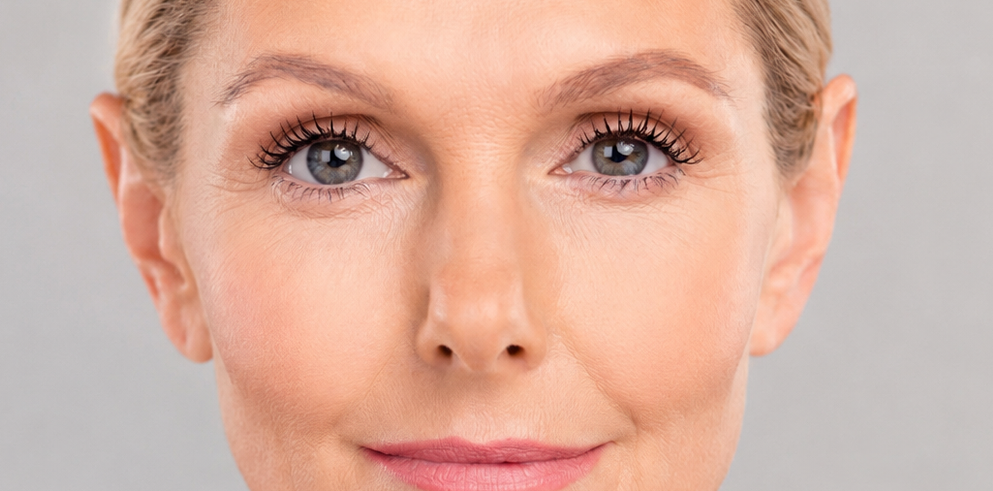 Woman with naturally defined lashes and brows